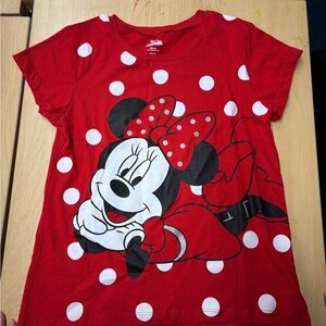 Disney Red and White Minnie Mouse Short Sleeve Tee